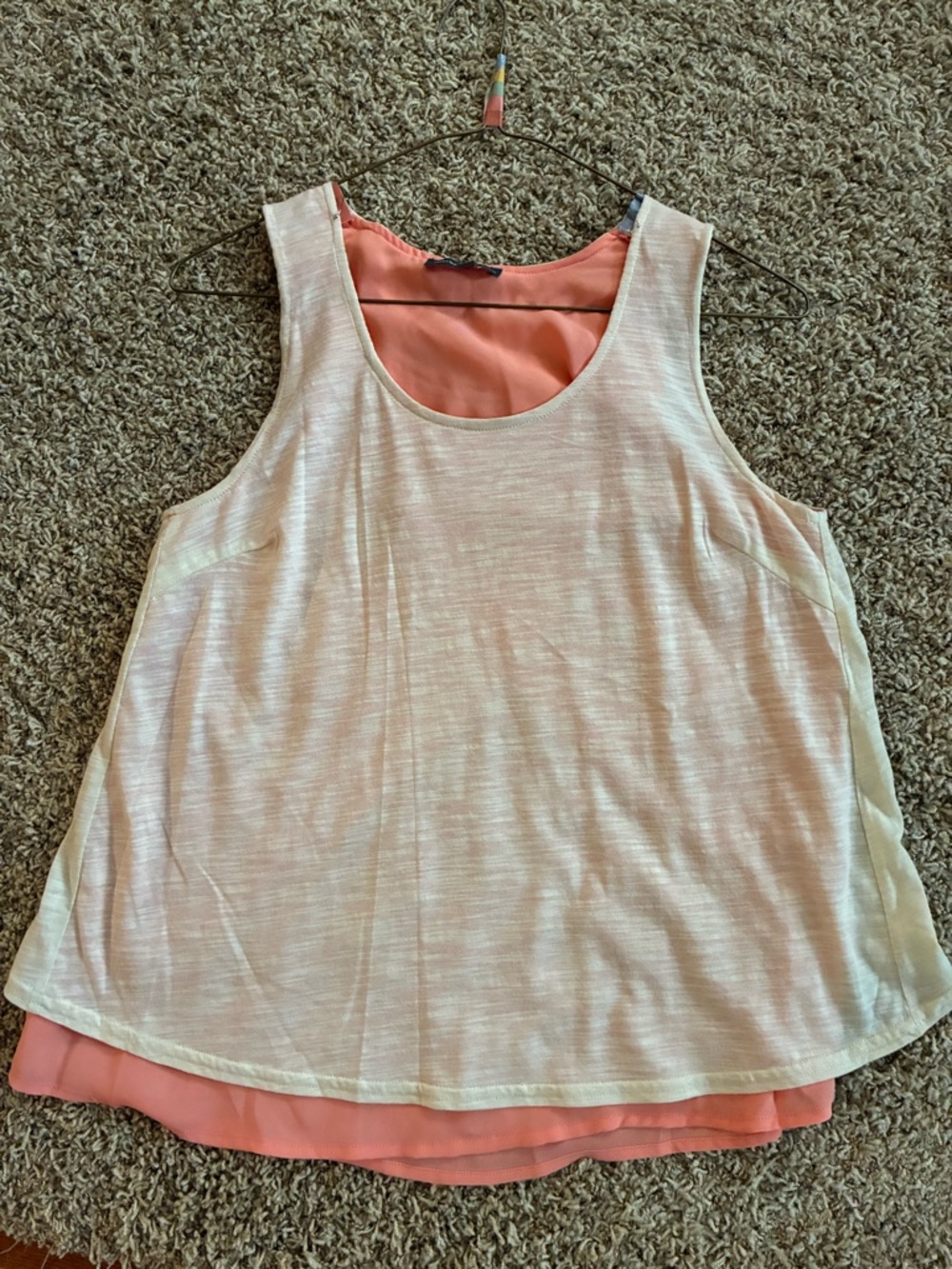 Market & Spruce Layered Scoop Tank Top in Cream and Peach